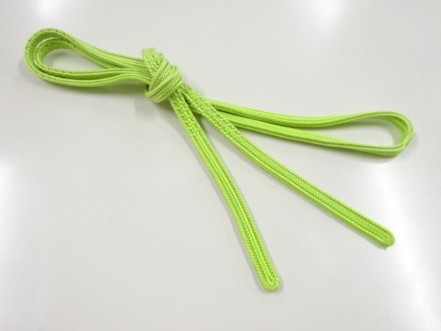 リサイクル　正絹　手組帯締め（黄緑）